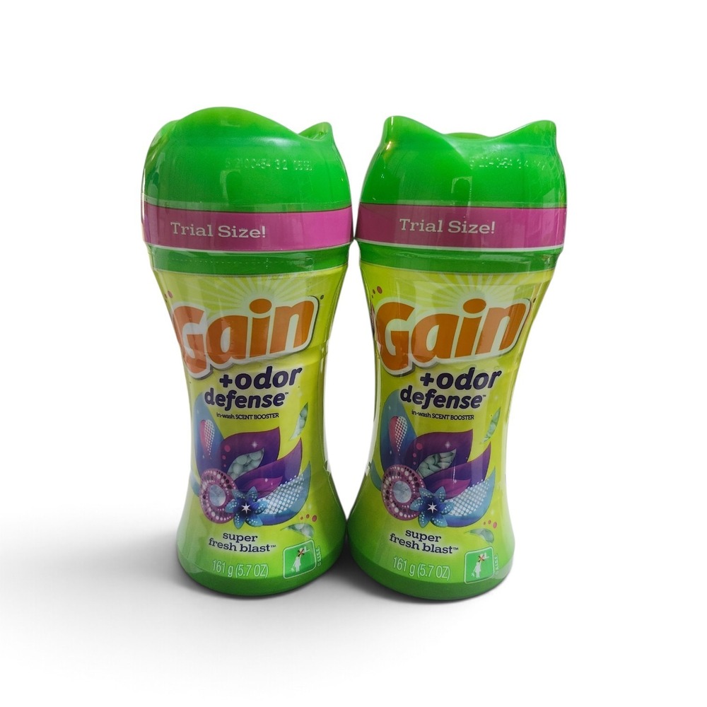 2 Pack Gain Odor Defense In-Wash Scent Booster Beads Super Fresh Blast 5.7oz ea